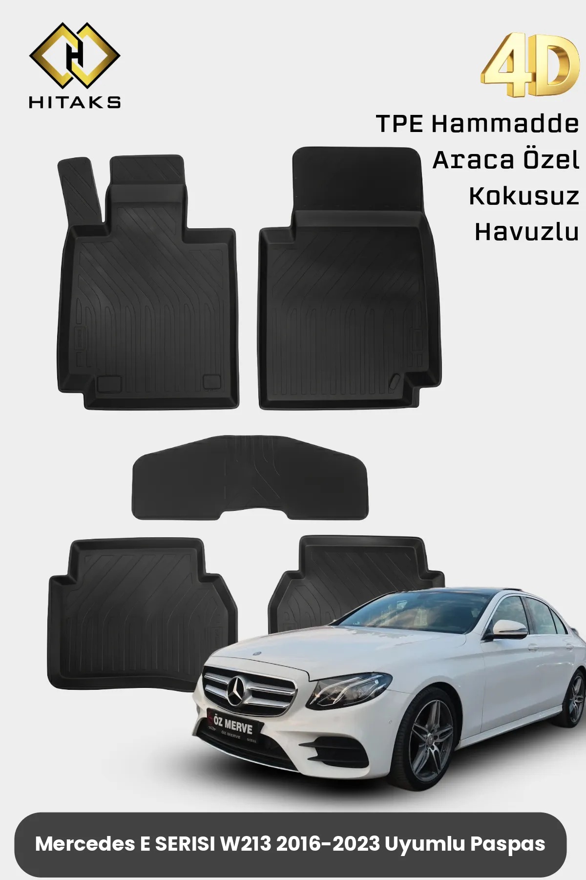 Mercedes E Serisi W213 Paspas 2016 2023 Uyumlu 4D Havuzlu Paspas