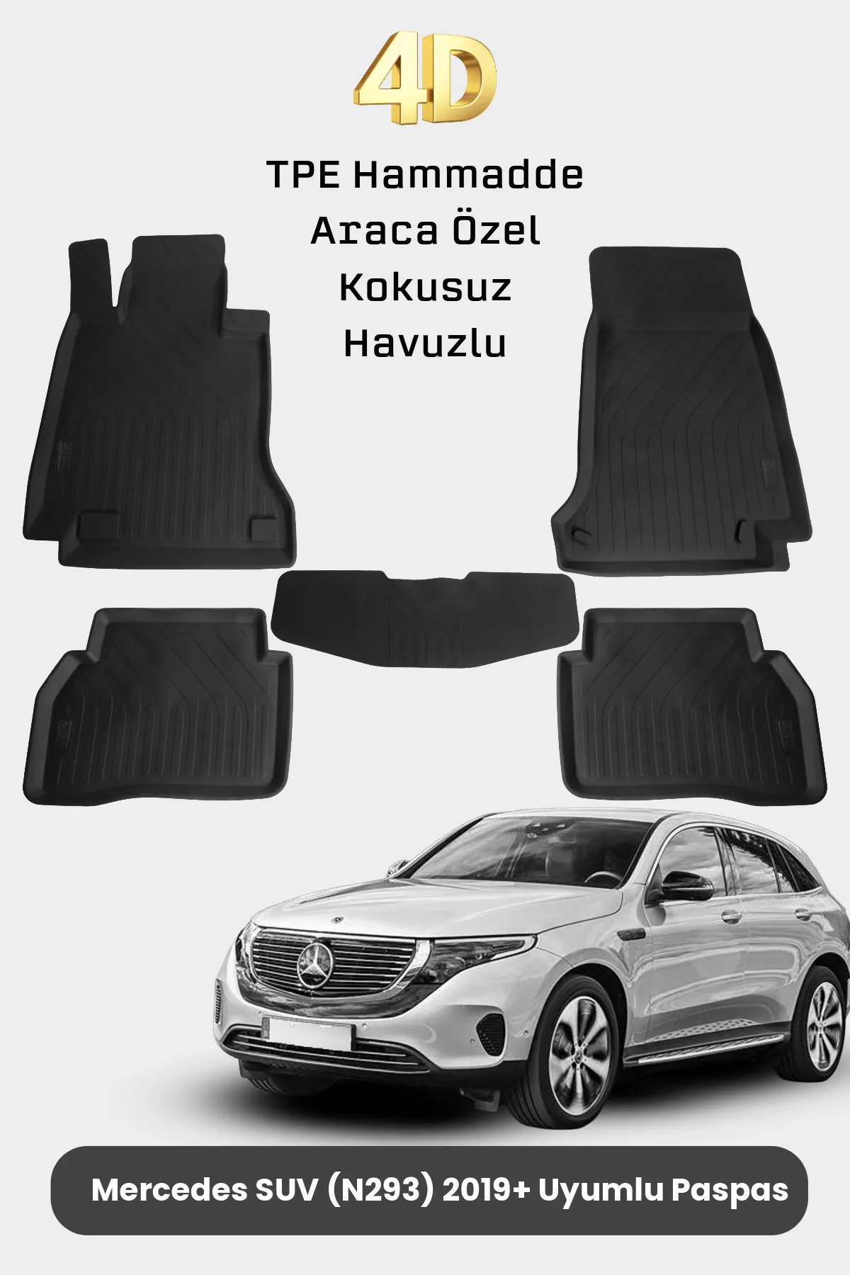 Mercedes EQC N293 Paspas 2019 Sonrası Uyumlu Havuzlu 4D Oto Paspas