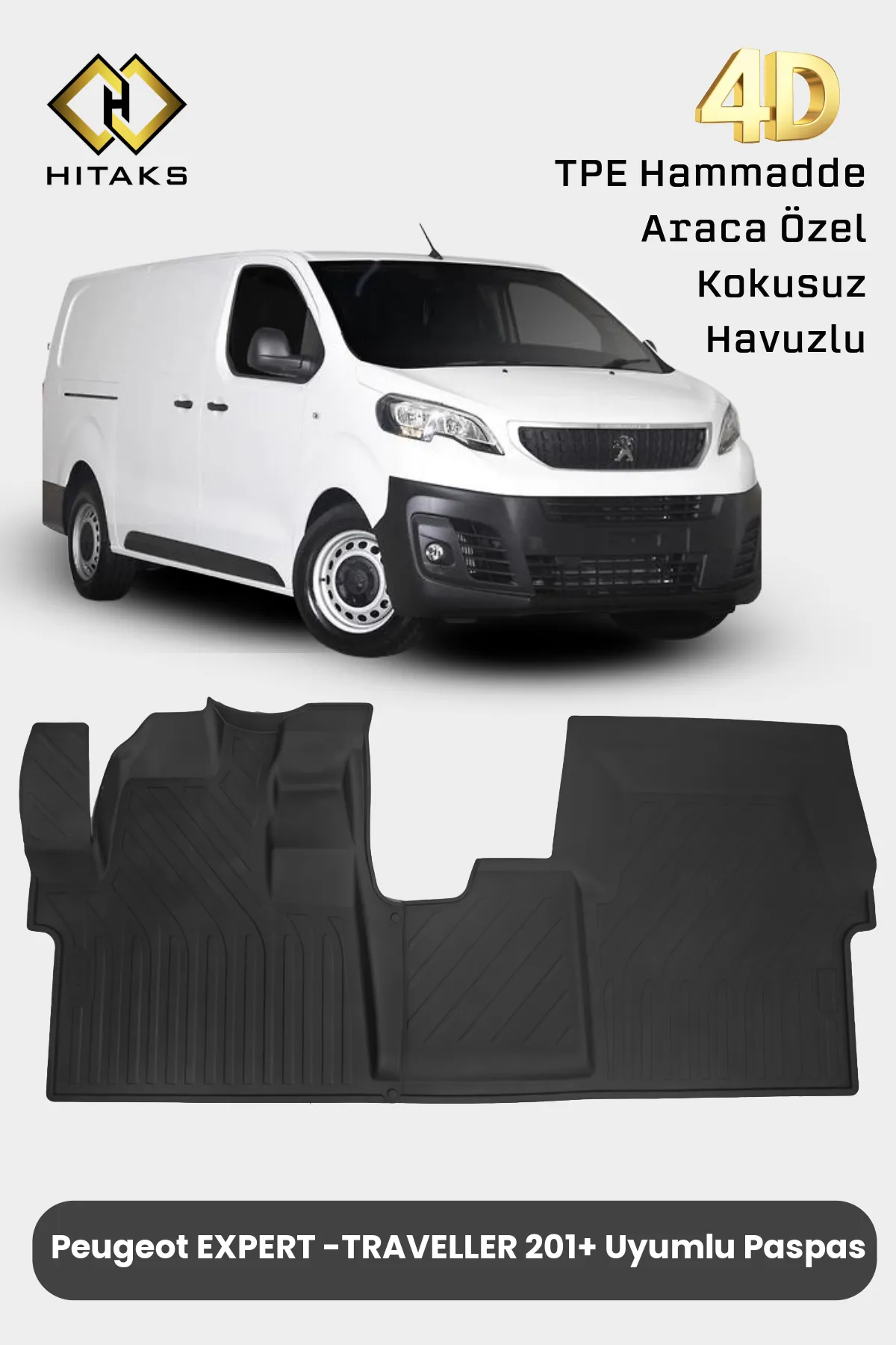 Peugeot Expert Traveller 2016 ve Sonrası Uyumlu 4D Havuzlu Oto Paspas