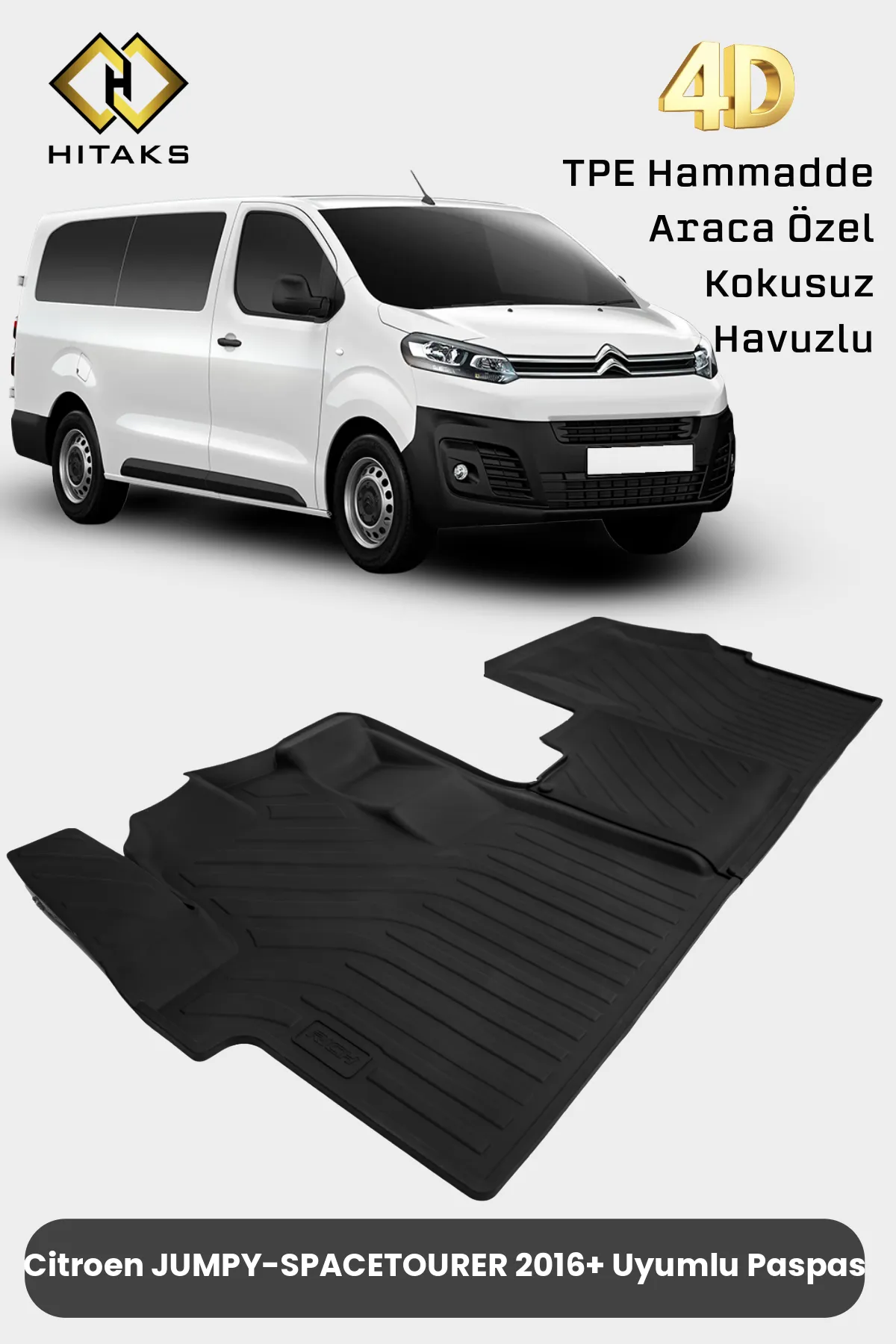 Citroen Jumpy SpaceTourer 2016 ve Sonrası Uyumlu 4D Havuzlu Oto Paspas