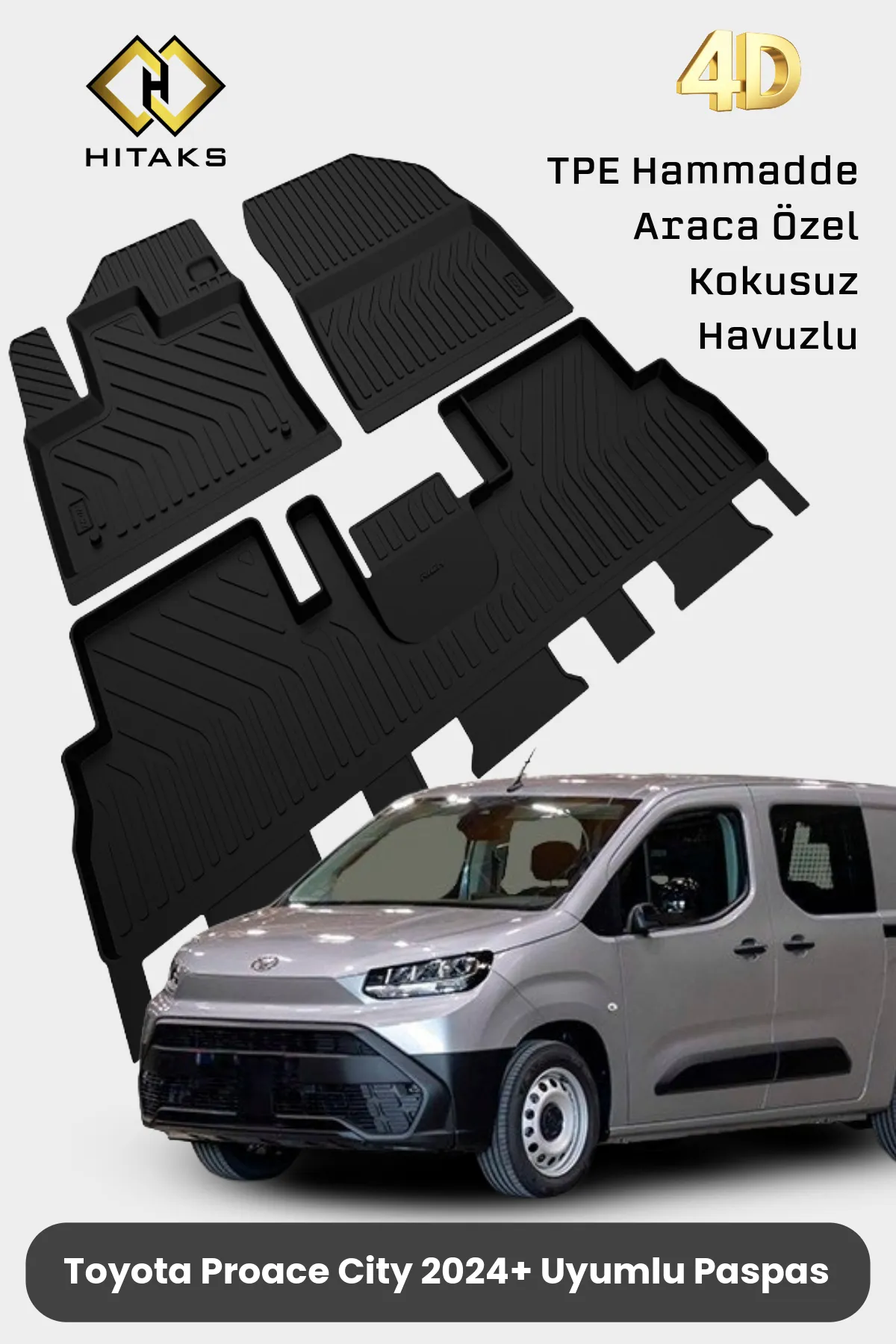 Поддонные коврики 4D для Toyota Proace City после 2025 года, индивидуальные