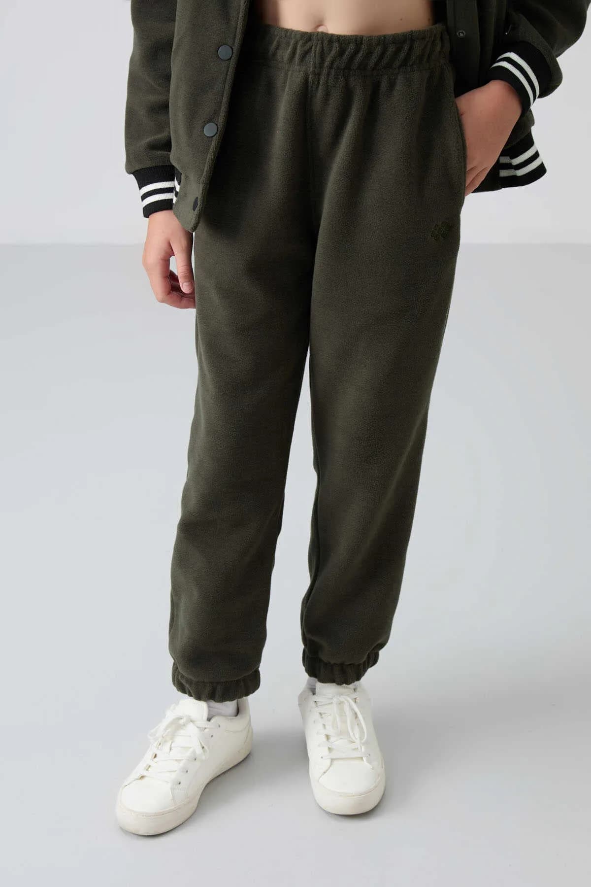Tommylife Toptan 7-15 Yaş Jogger Standart Kalıp Kız Çocuk Eşofman Alt 75155 Haki - HAKİ