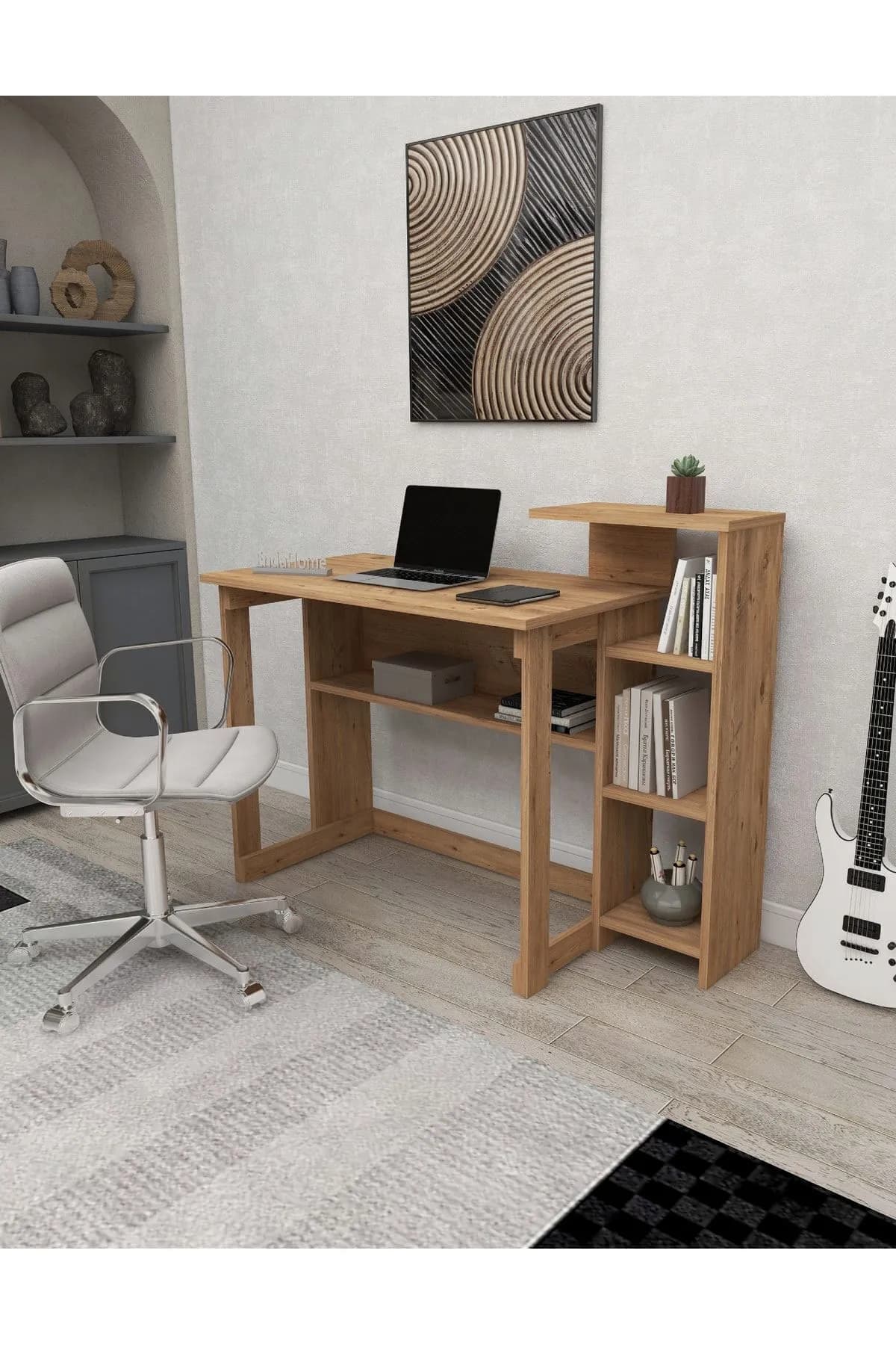 SAYE 5 Raflı Kitaplıklı Çalışma Masası Atlantik Çam
